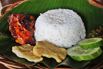 riced, cetriolo, pollo, Maiale, pollo grigliato, riso bianco, cibo indonesiano, condimento, cibo java