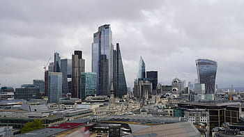 orizzonte, Londra, distretto finanziario, città, vista, grattacieli, elevato, Inghilterra, punto di riferimento, architettura, UK
