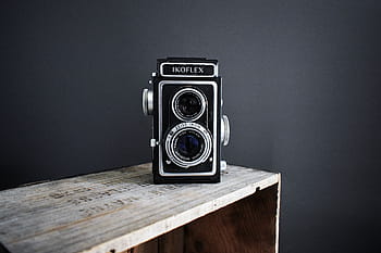 ikoflex pozemní kamera, bedna, Fotoaparát, objektiv, fotografování, ikoflex, dřevěný, stůl, fotoaparát - fotografické vybavení, retro stylu, staromódní