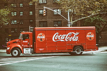 kamion coca cola, ulicích, Manhattan, Nový, york city, obraz, coca cola, kamionu, ulice, New York City, městský
