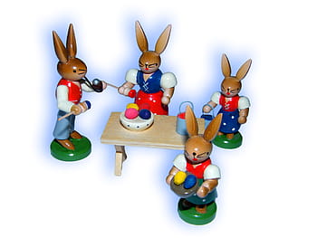 easter bunny, figures, colorful, easter, paint, egg, team, family, custom