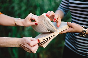 buku, tangan, wanita, gadis, menghancurkan, marah, Muda