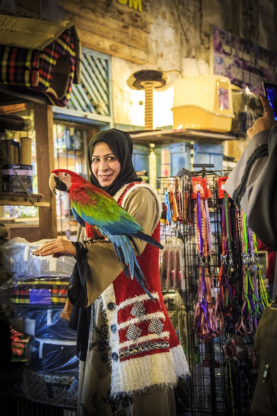 nakupování, trh, maloobchodní, lidé, městské silnici, souq waqif, doha, katar
