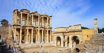 béžový, beton, ruiny, během dne, celsus, efes, Ephesus, izmir, architektura, krocan, selçuk