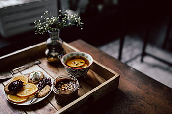 hogar, fruta, té, taza, dulce, desayuno, comida, mermelada, hecho en casa, naranja, en el interior