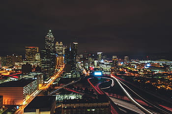 across, city, Night shot, Atlanta, USA, urban, night, traffic, cityscape, urban Skyline, urban Scene