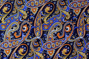paisley print textile, pattern, color, design, texture, decoration, ornament, vintage, retro, shape, bright