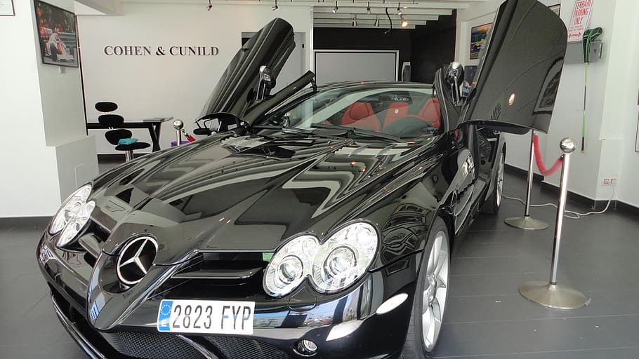 mercedes, benz, brand, auto, sls, black, spain, doors, wing doors, autohaus, car brand