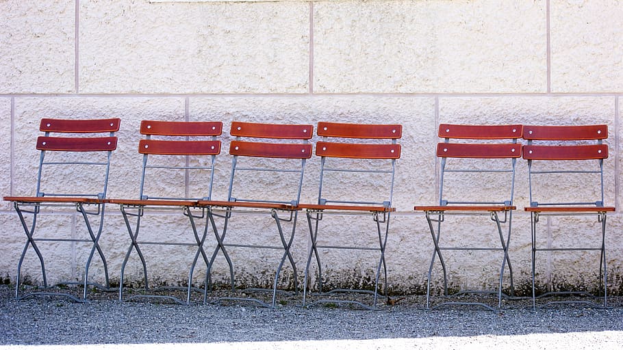 chair series, garden chair, group, wall, together, stand, wait, teamwork, meeting, zirkel, outdoors