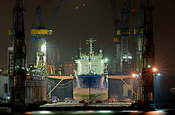 Hamburg, port, Elbe, nava de containere, apă, nordul Germaniei, navă, livrare, port macarale, şantier naval, doc