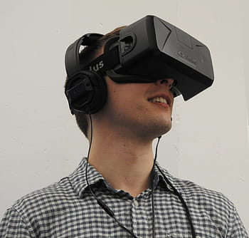 人、 着ている、 黒、 オクルスVRヘッドセット、 おとこ、 バーチャルリアリティ、 オクルス、 VR、 技術、 未来、 男達