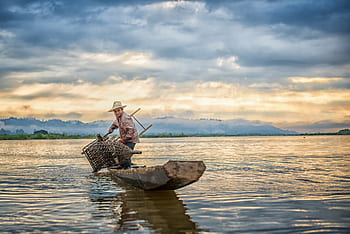 Fischer, Angeln, Fisch, Boot, Netz, Fang, See, Wasser, Natur, Fluss, Lebensmittel