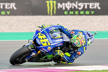 persona, utilizzando, blu, giallo, yamaha sport bike, Rossi Valentino, Qatar, 2017, motogp, correre a 360 sport