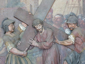 svatý christophorus, socha, úleva, sochařství, postava, kámen, kamenná socha, žena, Ježíš, madona, dítě