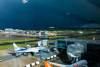 airport sun storm, Airport, Sun Storm, storm, sun, travel, transportation, airplane, air Vehicle, commercial Airplane, night