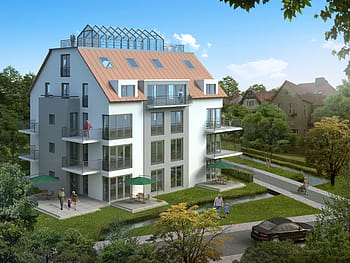 bílý, hnědý, budova 3, 3d, perspektivní, rodinný dům, vila, vykreslování, vizualizace, architektura, vizualizace 3d