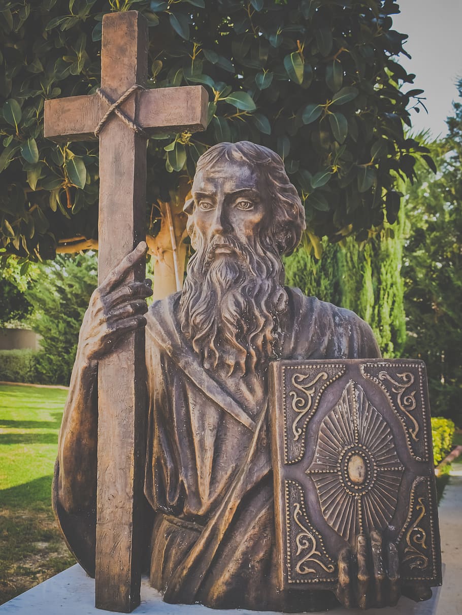 svatý matthew evangelista, sochařství, socha, postava, umělecká díla, náboženství, křesťanství, bronz, tamassos biskup, episkopeio, Kypr
