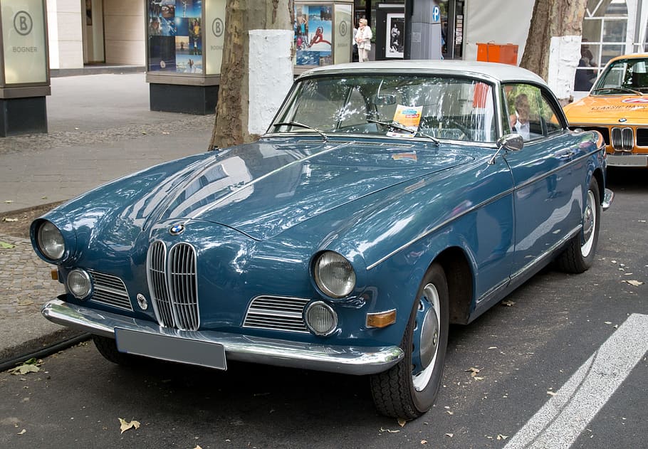 auto, bmw, oldtimer, coupe, vehicle, transport system, show, bumper, vintage car automobile, automotive