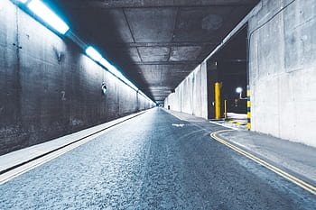 strada, parcheggio, auto, luci, notte