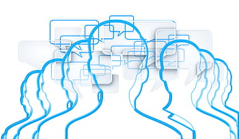 people illustration, group, team, feedback, confirming, balloons, clouds, word clouds, abstract, dialogue, discussion