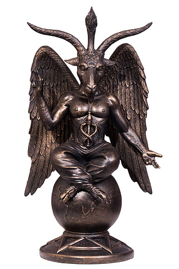 baphomet figurine, Baphomet, figurine, devil, satan, pentacle, isolated, white Background, isolated On White, statue, antique