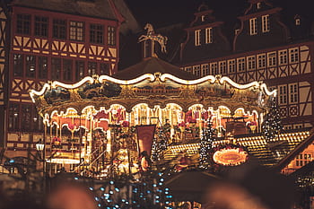 vánoční trh, Vánoce, frankfurt, Německo, příchod, dekorace, trh, světla, světlo, zvonek, stánek