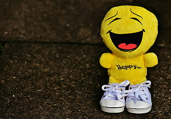 portrait photography, yellow, emoji, wearing, pair, white, shoes, smiley, laugh, sneakers, funny