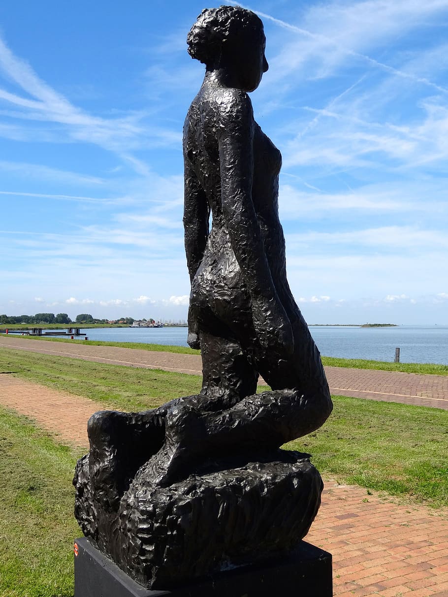 ariadne, lelystad, sochařství, socha, postava, pamětní, osoba, kov, materiál, nebe, mrak - nebe