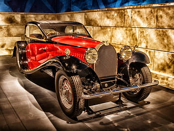 Červené, Černá, klasický, model automobilové váhy, červená a černá, klasické auto, maketa, bugatti, 1932, auto, automobil