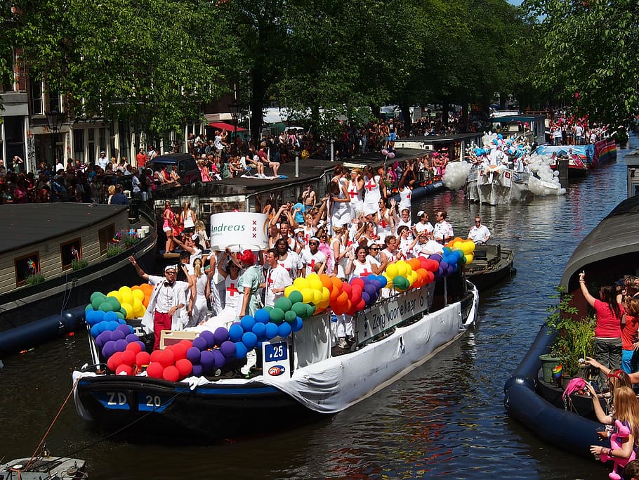 gay Pride, amsterdam, barca, Prinsengracht, Olanda, omosessuale, stile di vita, omosessualità, dimostrazione, arcobaleno