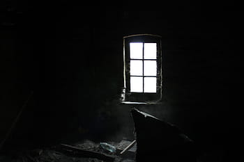 house window, window, dark, attic, dust, cobweb, gloomily, light