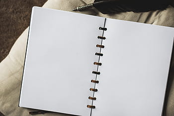 cuaderno espiral blanco, manual, vacío, tarjeta, blanco, escritura, escribir, tomar notas, notas, bolígrafo, marrón