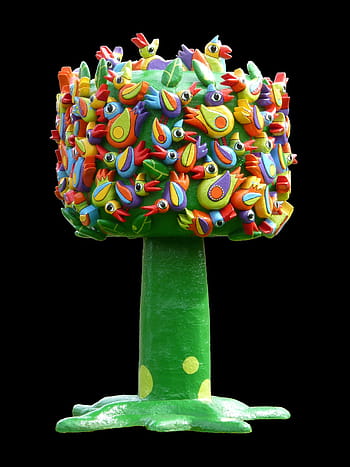 Bird, Tree, Sculpture, Art, bird tree, birds, artwork, outside art, plastic, art object, colorful