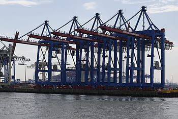 コンテナガントリークレーン、 コンテナ取扱い、 港、 コンテナターミナル、 コンテナプラットフォーム、 ハンバーグ、 容器、 港湾施設、 ハンバーグ港、 取り扱い商品、 コンテナブリッジ貨物