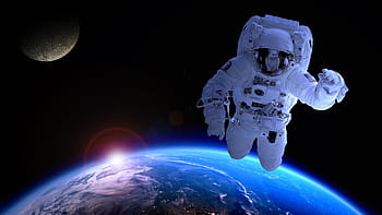 astronaut, plovoucí, Země, astronomie, družice, měsíc, vpřed, vesmírné cestování, znamení zvěrokruhu, technologie, Sluneční Soustava