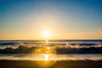 scenery of sunset, sun, setting, horizon, sunset, sun rays, beach, sand, ocean, sea, shore