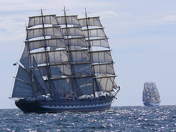 hnědý, šedá, plachtění na lodi Galleon, během dne, lodí, vysoký, plavidlo, moře, plachtění, námořní, plachta