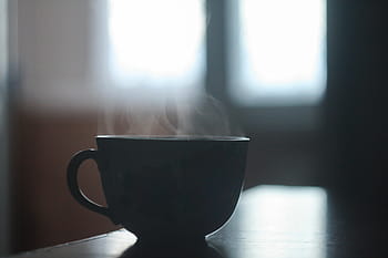 shallow, focus photography, black, ceramic, cup, silhouette, teacup, mug, coffee, drink, hot