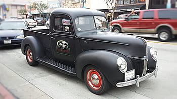 classic, black, single, cab, pick-up, truck, street, pick-up truck, truck on, retro, car