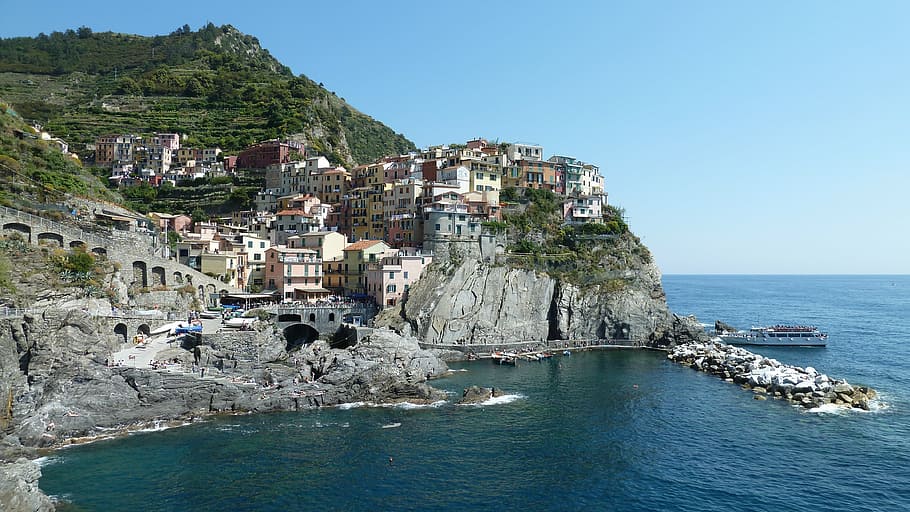 tělo, voda, modrý, nebe, během dne, manarola, ligurie, italia, amalfi, pobřeží, moře