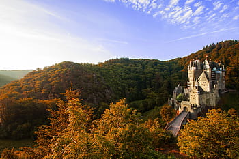 bílý, šedá, beton, hrad, střední, les, během dne, malované, hora, Skotsko, středověk