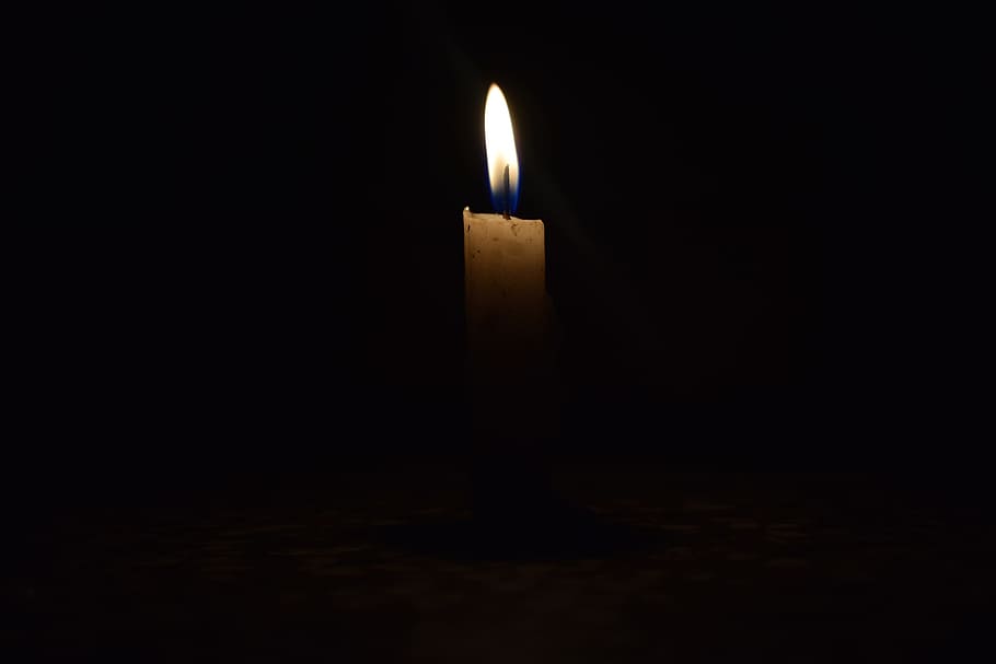 oheň, svíčka, světlo, temná noc, temný, noc, Černá, vosk, hořet, symbol, světlo svíček
