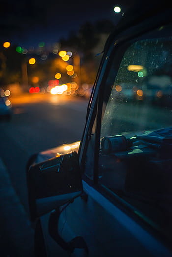 fotografování s posunem objektivu, auto, bílý, ulice, Červené, oranžový, zelená, bokeh, Pozadí, temný, noc