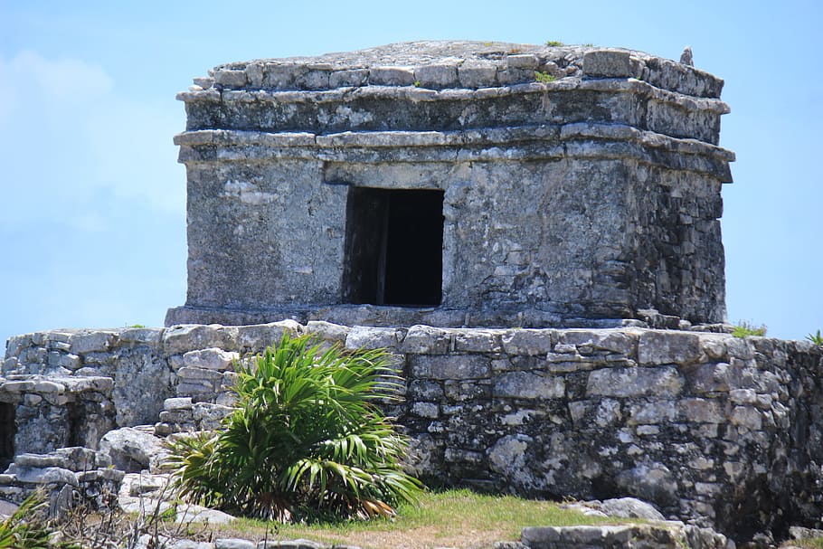 tulum, cancun, ruiny, maya, Mexiko, karibský, krajina, riviéra maya, pláž, nebe, observatoř