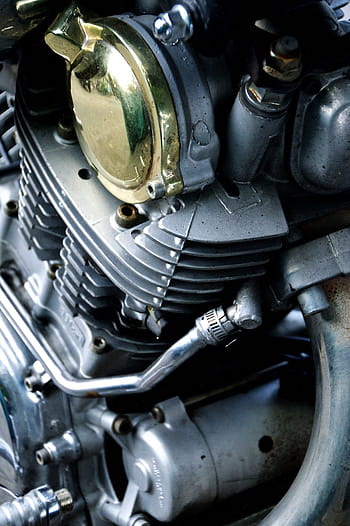 šedý motor motocyklu, yamaha, motocykl, podrobnosti, technologie, chrom, kovový, kov, kol, oldtimer, motor
