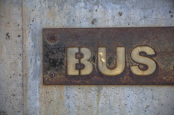 brown, white, bus signage, wall, metal, steel, bus, street, naming, communication, number