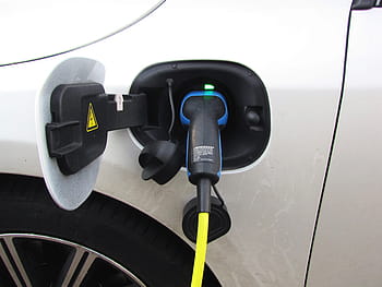 gray, vehicle, parked, gasoline station, plug-in, electricity, e-car, hybrid car, power cable, plug, fill up on energy
