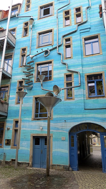 arte, facciata, architettura, costruzione, arte astratta, scarico dell'acqua, grondaia, blu