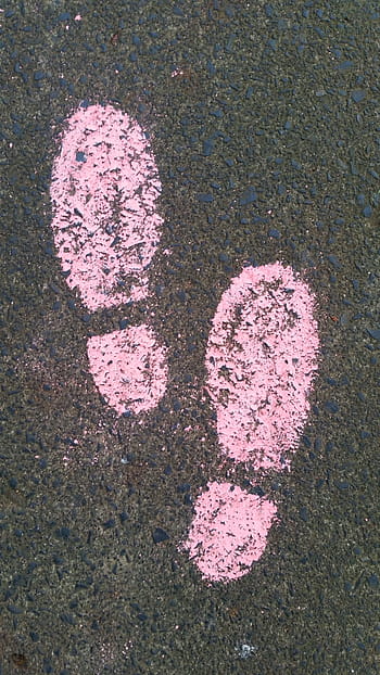 pink shoe prints, Away, Shoes, Steps, Pink, Asphalt, Road, walk, go, pavement, on foot