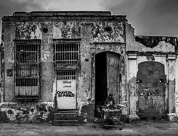 person, standing, front, Maracaibo, Venezuela, Building, Old, maracaibo, venezuela, architecture, black and white, sky